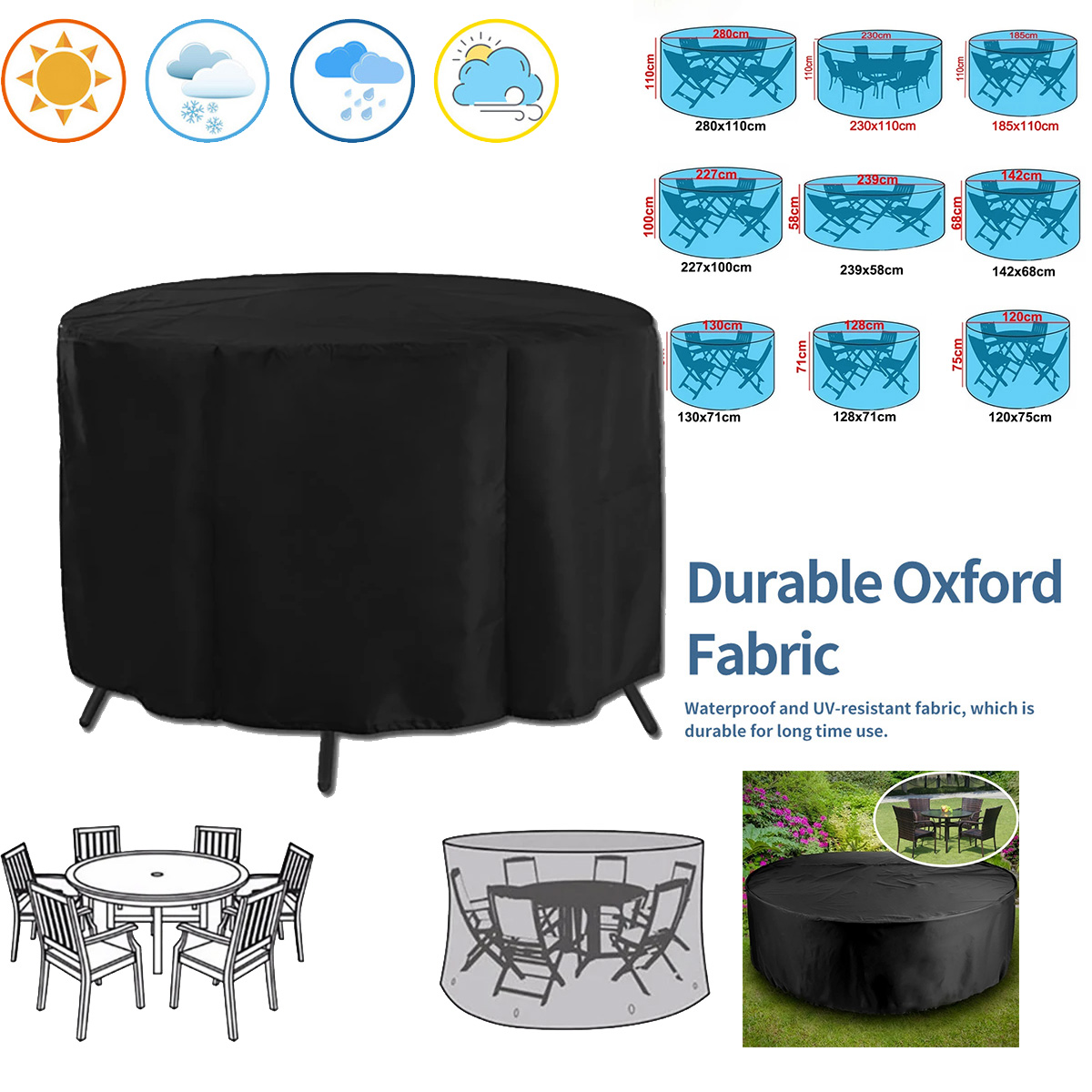 Outdoor Furniture Manufacturer - Круглый чехол для садовой мебели, водонепроницаемый,