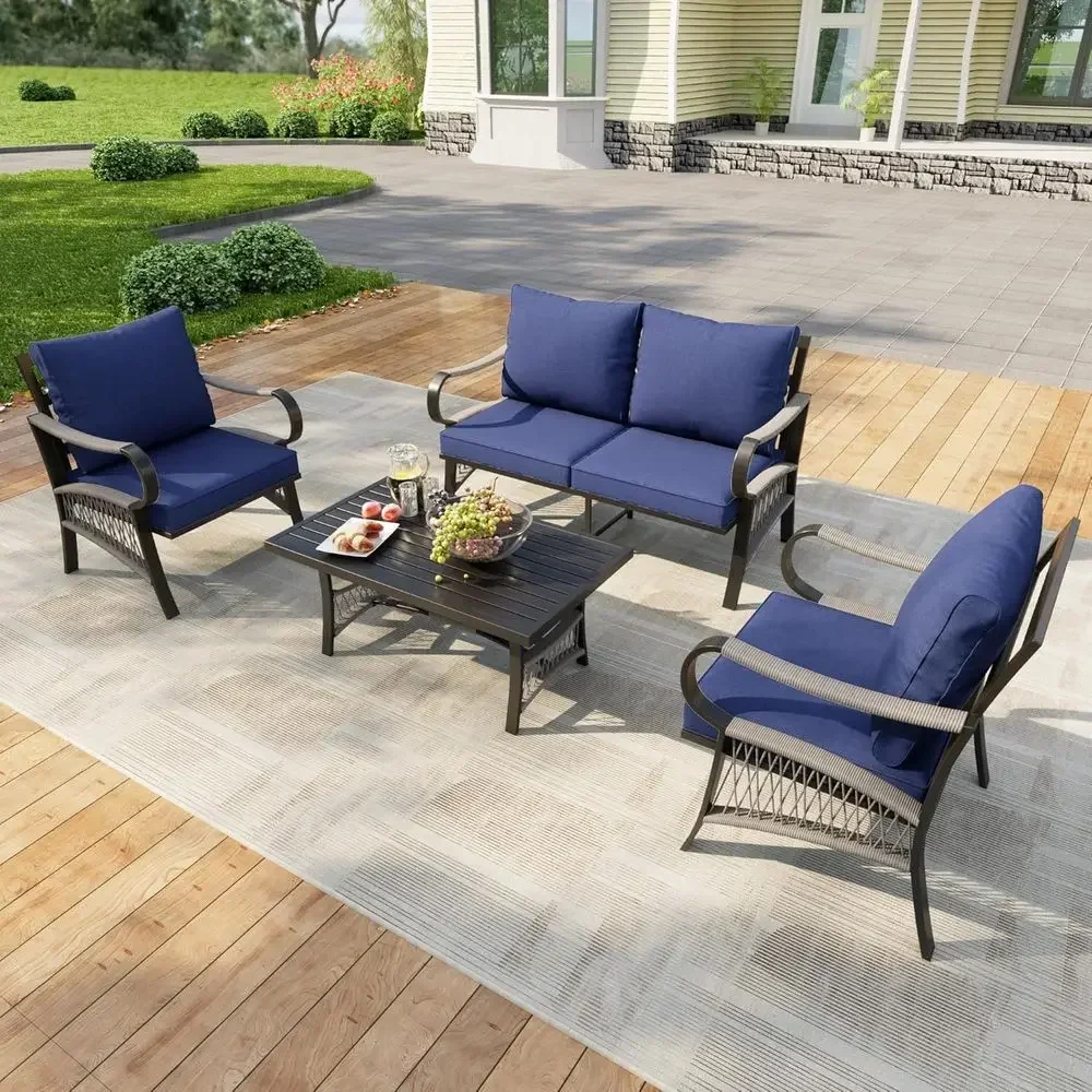 Outdoor Furniture Metal Chairs - 4-местный металлический комплект садовой мебели для