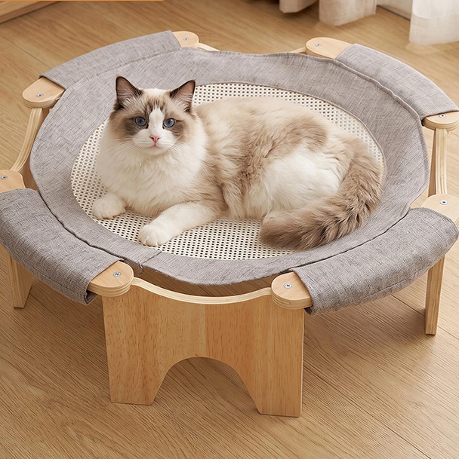 Outdoor Furniture Durable - Приподнятая деревянная кровать-гамак для кошек с
