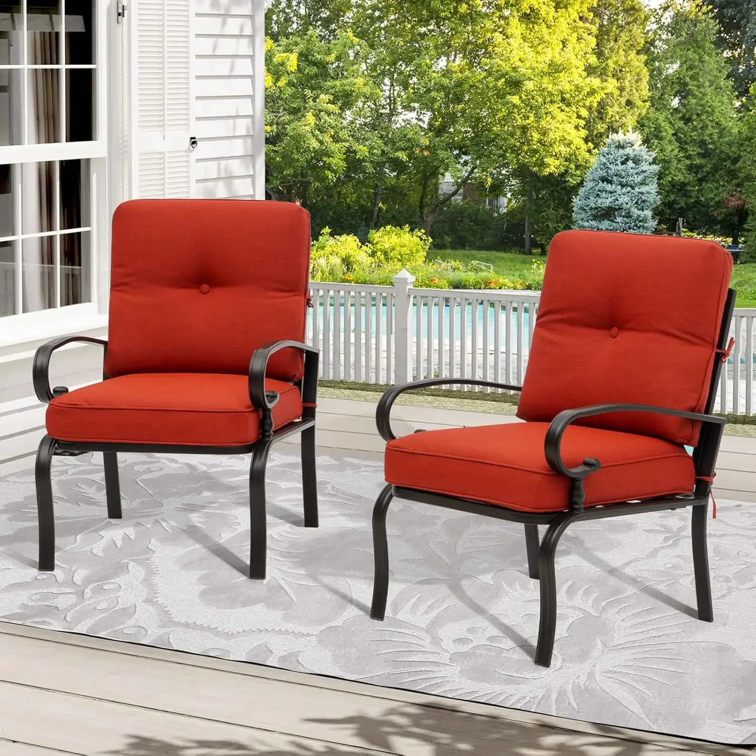 Outdoor Furniture Metal Chairs - Красные металлические стулья для бистро на